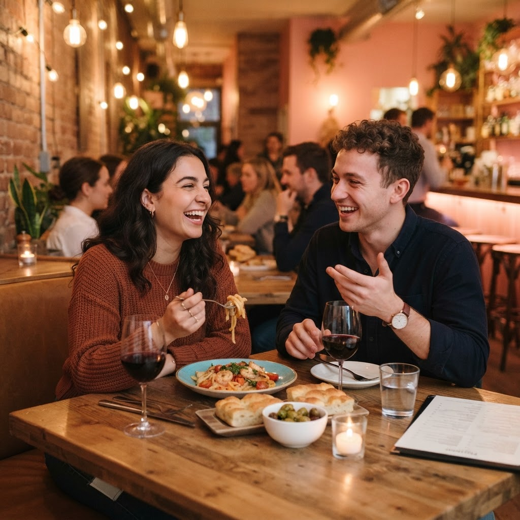 Two people enjoying a meal together